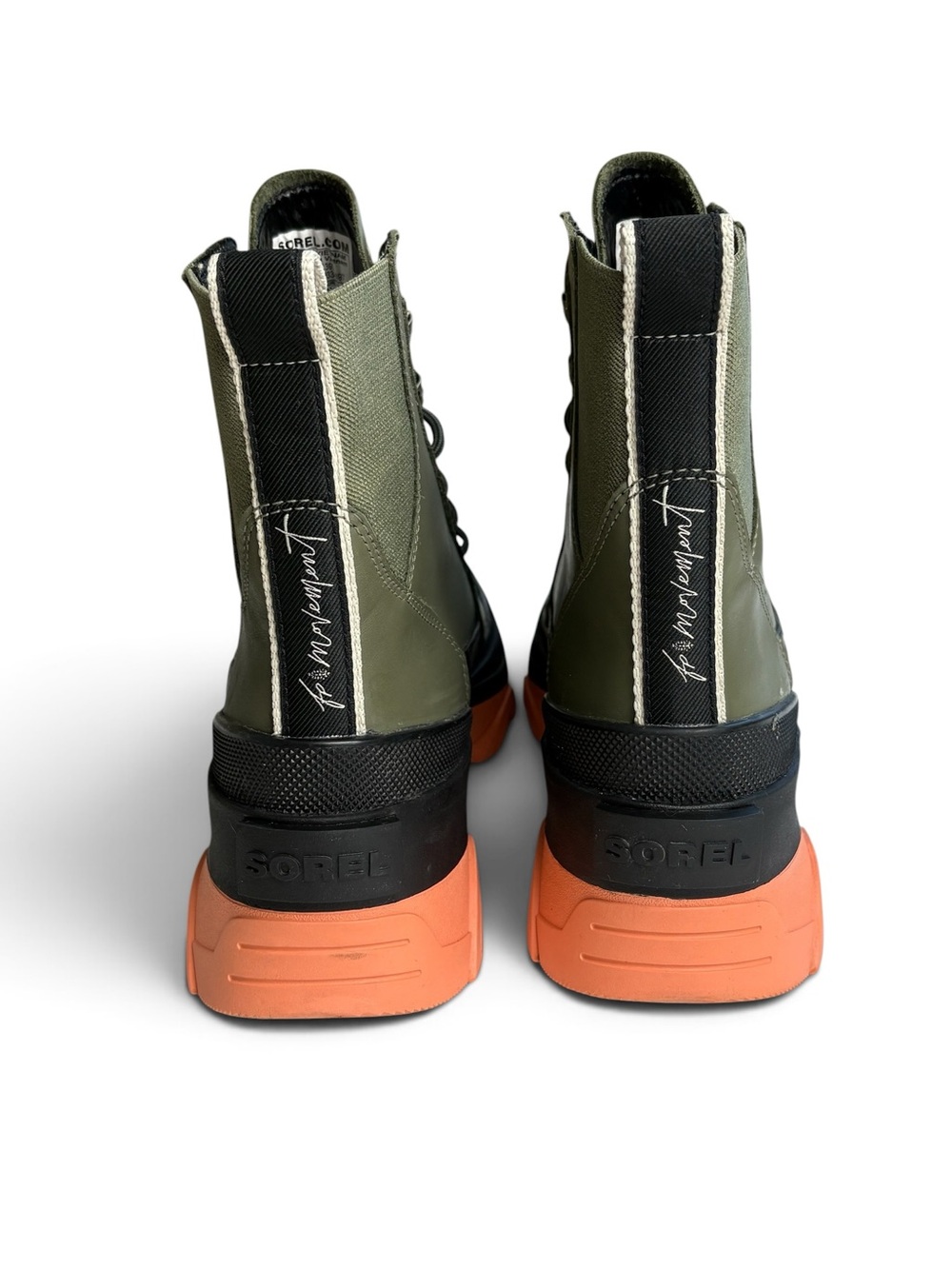 Free People Movement x SOREL Brex Lace Waterproof Boot Olive Orange Sz 8 - Picture 5 of 10